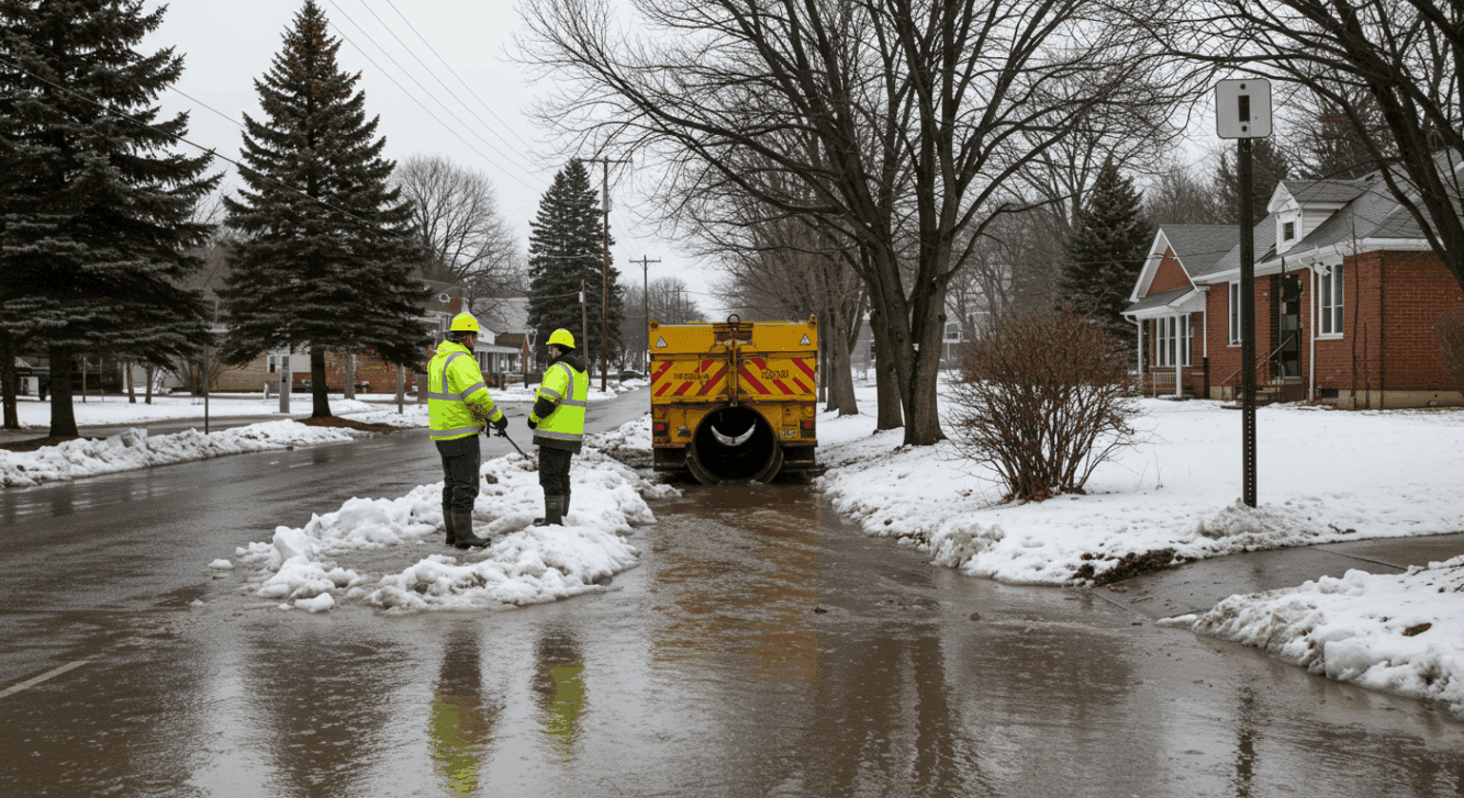 Hardworking Crews addressing Local Flooding from Rains and Snow Melt and Ensuring Developments Do their Part