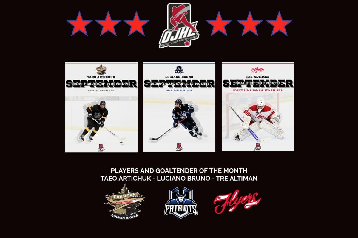 The Ontario Junior Hockey League (OJHL) ANNOUNCES PLAYERS OF THE MONTH
