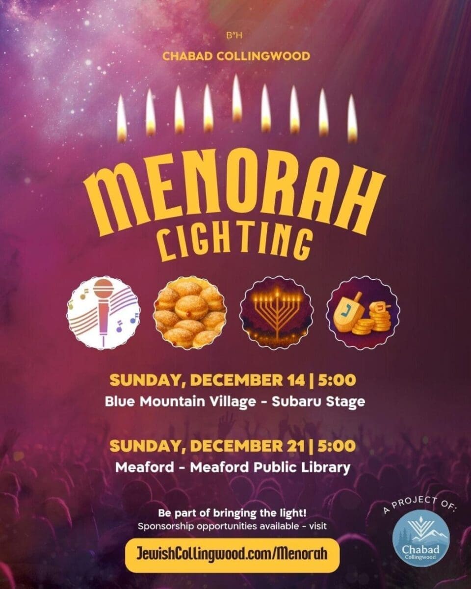 Grand Menorah Lighting Returns to Blue Mountain Village for Its Third Year 