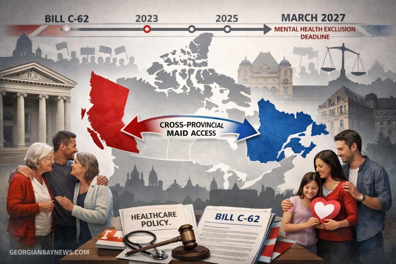 Include the text: GEORGIANBAYNEWS.COM, in each image in a discreet fashion. Landscape format (1536x1024) compelling visual representation of