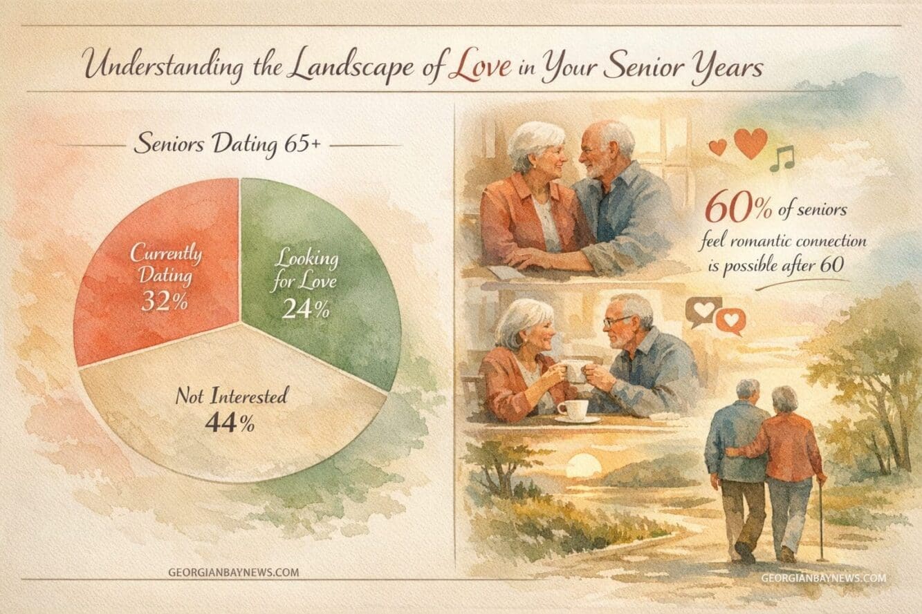 Include the text: GEORGIANBAYNEWS.COM, in each image in a discreet fashion. Landscape editorial infographic visualizing 'Understanding the L