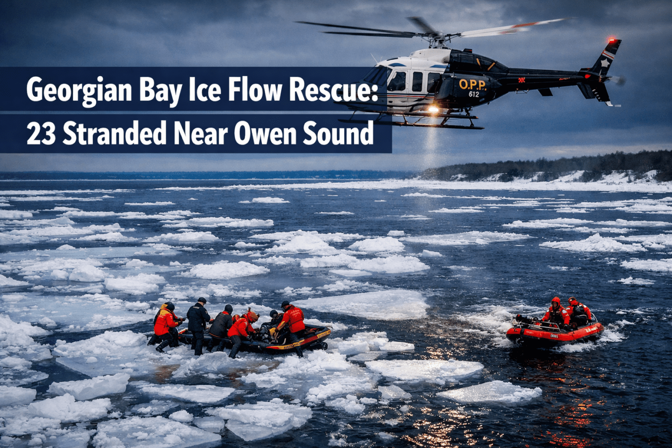 Georgian Bay Ice Flow Rescue: 23 Stranded Near Owen Sound – Dramatic OPP Helicopter Operation
