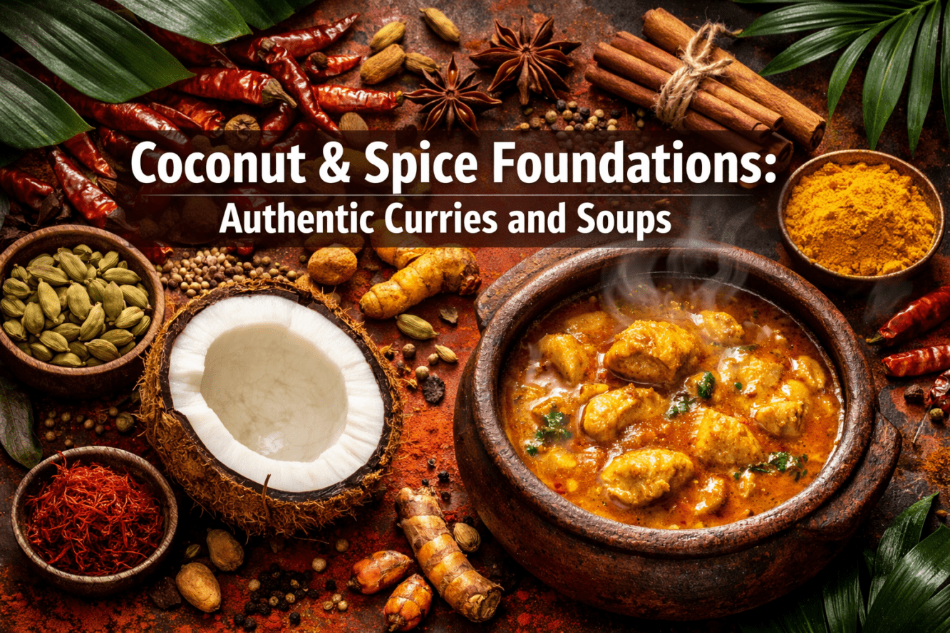 Coconut 🥥 and Spice 🌶️ Foundations: Building Authentic Curries and Soups from Southeast Asian, Indian, and Caribbean Traditions
