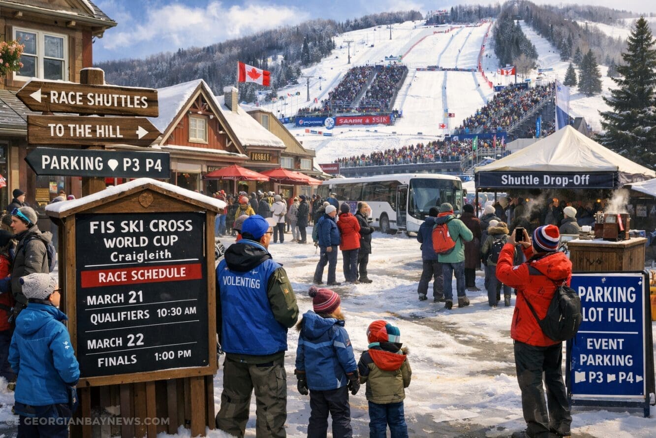Professional editorial image focused on the atmosphere and planning side of the FIS Ski Cross World Cup weekend in