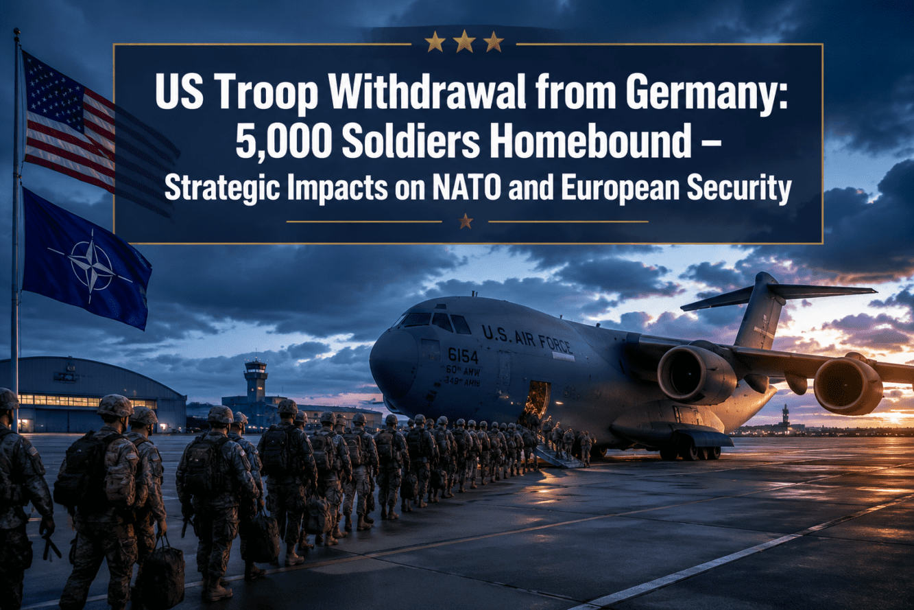 Professional () editorial hero image featuring 'US Troop Withdrawal from Germany: 5,000 Soldiers Homebound – Strategic