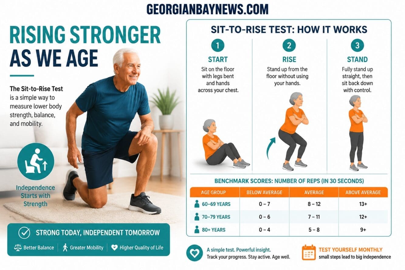 Detailed () editorial infographic-style image showing a side-by-side comparison panel: left side depicts an older adult